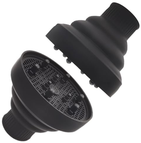 JOIYHY Diffusore in Silicone, Diffusore Capelli Ricci, Diffusore Portatile Capelli Ricci, Adattabile a Asciugacapelli con DIAMETRO 4.2-4.8cm, Pieghevole e riutilizzabile (Nero)