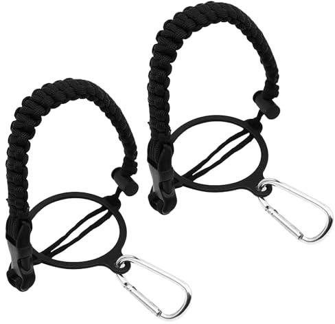 2 Pcs Sangles pour Bouteille D'eau en Paracorde, Paracorde Poignée Transport Longe Sangle Transporteur, avec Anneau de Sécurité et Mousqueton, pour Hydro Flask