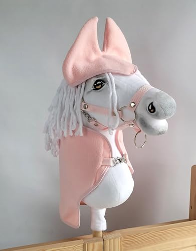 Super Hobby Horse Set für Steckenpferd A3: Decke + Ohrenschützer – Puderrosa. Kein Pferd enthalten.
