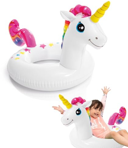 Enhörning uppblåsbar simring, 42 x 23 (107 x 58 cm) PVC-ring, vattenleksak, simdäck, vattensport, festtillbehör, simringar, stora djurringar för baby, barn 2–6 år, sommar, pool, strand