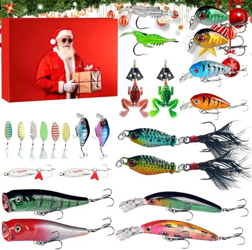 Adventskalender 2024 | Adventskalender Zum 2024 | Adventskalender Angel Männer Weihnachtskalender Mit Angelzubehör | Angelkalender Angelnhaken Angellieber