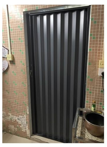 falttüren innentüren faltschiebetür Akkordeontür Grau Aluminium, Hochbelastbare Innen-Falttüren Für Wohnzimmer/Küche/Bad, Individuelle Größe Ziehharmonika-Türen(WxH 50x80in/126x203cm)