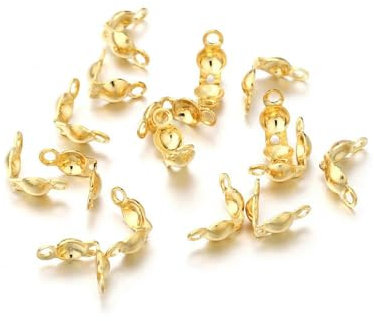 100 Stück/Los Edelstahl-Anschlussverschluss, goldene Kugelkette, Kalotte, Endcrimps, Perlenanschluss für DIY-Schmuckherstellung, Zubehör-Gold, 3,2 mm