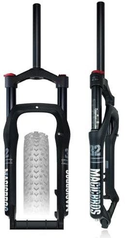 HZXQCVB 20/26 Zoll 4,0-Reifen Fat Federgabel Federweg 100mm Snowbike-Gabel Scheibenbremse 1-1/8'' Gerades Rohr Luftgefederte Vordergabel Für Beachbike/Mountainbike(20in)
