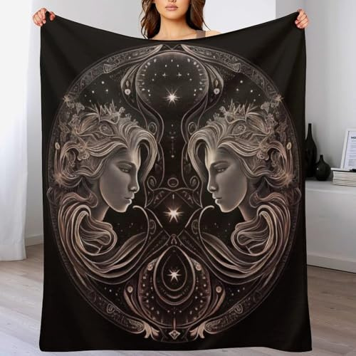 Zwillinge Decke Decke Dicke Kuscheldecke Mit 3D Muster Fleece Warm & Weich Flauschige Flannel Decke, Vier Jahreszeiten Bett Sofadecke （140×180cm）