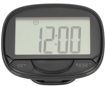 Distance Calorie Pedometer Big Screen Clock Display 2D Step Counter with Back Clip Multifunctional for Walking Running (Black)