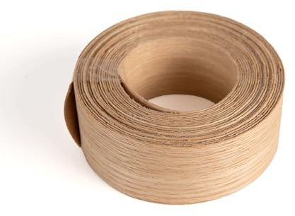 Bricoroll - Canto Preencolado - Aplicación con plancha - Elaborado en Madera Natural - Diseño de Roble - 40mm x 5m - Para Tableros y Muebles - Fácil Aplicación - Fabricado en España