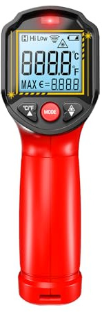 Fafeicy Termometro a Infrarossi, Pistola Termica Senza, emissività Regolabile, -58°F a 1112°F per HVAC, Settore Automobilistico, Cucina (rosso)