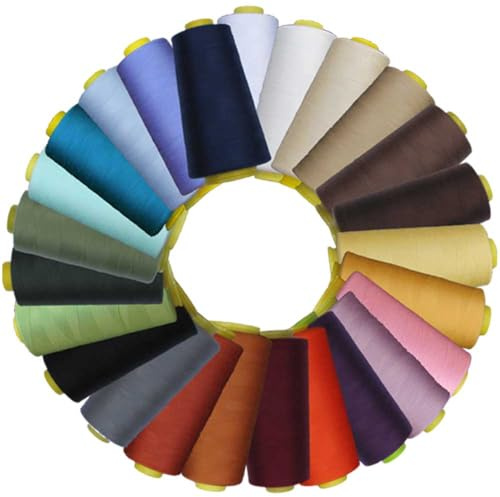 Schneidereibedarf Werner Overlock-Nähgarn/Overlockgarn, 100% Polyester, 100 Konen/Stück Sortiment, 40/2 Stärke, 3.000 Yard pro Spule, für Alle Stoffe
