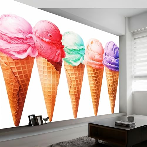 Carta da parati Fotografica Semplice, Acquerello Gelato Motivo Panoramico Murale - 300 x 210 cm Effetto 3D Carta da parati decorazione interna per Soggiorno Camera Ristorante