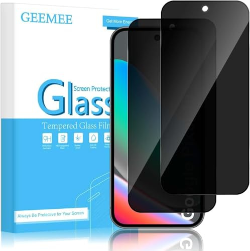 GEEMEE per Google Pixel 10/10 Pro/Google Pixel 9/9 Pro Privacy Vetro Temperato, Privacy Pellicola Protettiva, 2 Pezzi 9H Durezza Anti-Graffio Senza Bolle Pellicola Anti-Spy Protezione Schermo