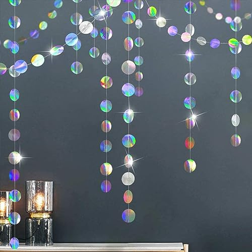 3 Streifen à 4 Meter Papiergirlande Bunte Papier Girlande Glitzer Runde Girlande Deko Party Geeignet zum Aufhängen an Geburtstagen, Party-Dekoration, Girlanden-Party-Dekoration
