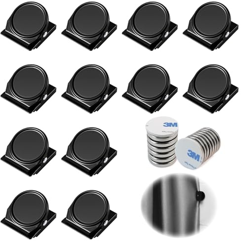 12 Pcs Curtain Magnets Closure,Curtain Clips to Hold Curtains Closed,for Indoor/Outdoor Use - Patio Curtain Magnets,Prevent Light Leaking for Patio, Mosquito, Cabana, Gazebo(Black)