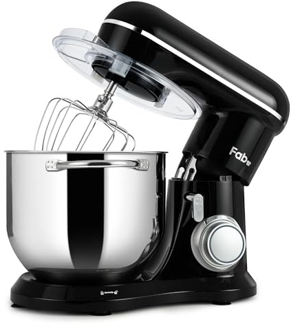 Fab-Serie 8L Küchenmaschine von Kitchen in the box, leistungsstarke Rührmaschine bis zu 2000W, ideal für große Mengen, 10 Geschwindigkeiten, mit Schneebesen, Knethaken & Rührhaken, Schwarz