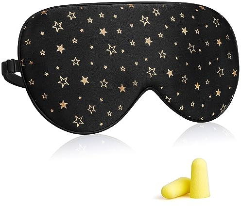 Silk Sleep Eye Mask for Men Women, Comfortable Super Soft Eye Mask with Adjustable Strap, 100% Pure Silk, Works with Every Nap Position, Ultimate Sleeping Aid Blindfold, Blocks Light, Jersey Slumber