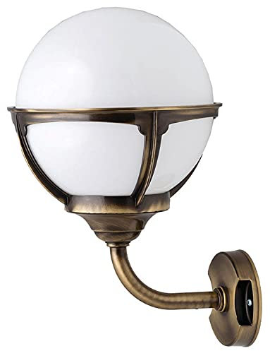 Wandleuchte Messing IP43 Vintage elegant ALONNISOS Außenleuchte Rund außen Haustür Hof Terrasse