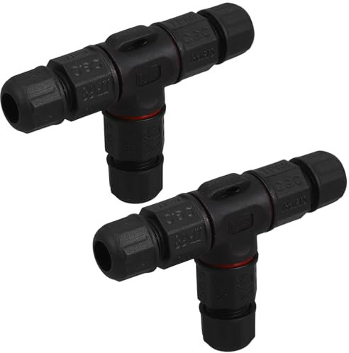 BESTONZON 2pcs Junction Box Cable Connector Waterproof Outdoor/External Junction Box Cable Connector Sleeve(3 Way Black)