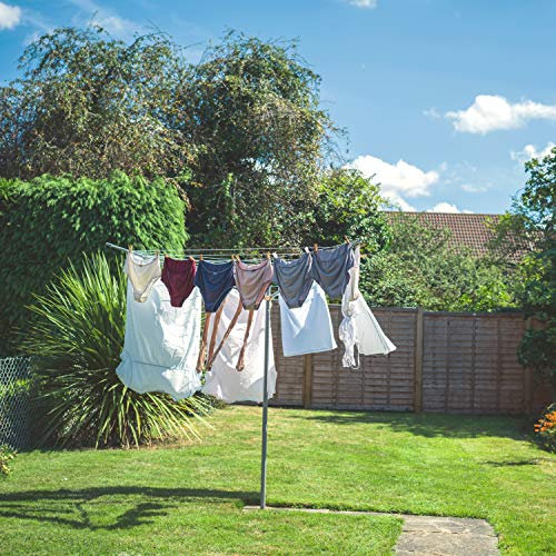 Anika 66419 Tendedero para Ropa al Aire Libre, Espacio de Secado de 30 m, tendedero Giratorio, Acero en Polvo, estaca para el Suelo, soporta hasta 15 kg