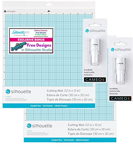Silhouette Cameo 4 Autoblade2 und Standard-Matte Doppelpack enthält (2) 30,5 cm Standard-Matte, (2) AutoBlade 2 für die Verwendung mit dem Cameo 4 und eine 30-Tage-Testversion für Smart- Silhouette