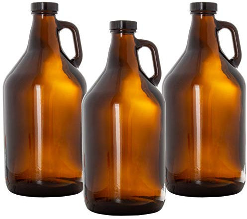 Ilyapa Bärnstensodlare för öl, ölodlare 3-pack – 615 ml glaskanna set med lock – utmärkt för hembryggning, kombucha, cider och mer
