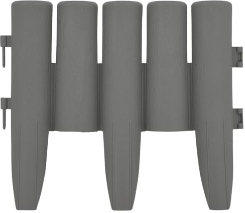 vidaXL 36x Rasenkante Garten Beetumrandung Beeteinfassung Palisade Beetbegrenzung Beet Einfassung Beetzaun Gartenpalisade Grau 10m PP