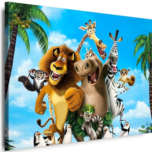 Myartstyle - Bilder Film Cartoons Tiere Kinder Madagascar 3 60 x 40 cm LeinWandBilder Xxl - 1 Teilige WandBilder Art 3D Modern Kunstdrucke w-a-2042-85