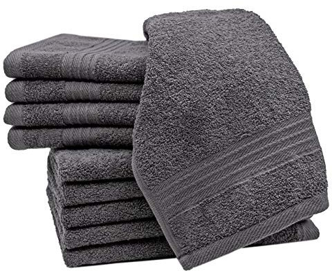 ZOLLNER 10er Set Gästehandtücher aus 100% Baumwolle, ca. 30x50 cm, grau