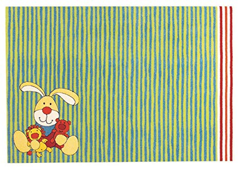Wecon Home Sigikid I Moderner Kurzflor Kinderteppich, Kinderzimmer für Mädchen & Jungen I Semmel Bunny | SK-0527-02 (80 x 150 cm, grün)