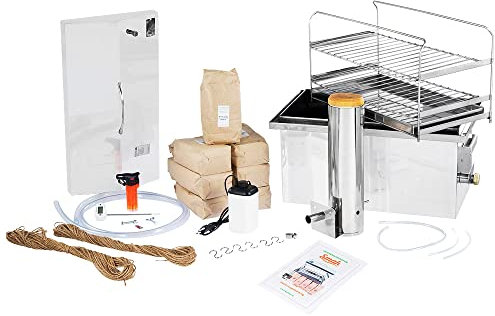 BEM: Räuchermeister Set, Smoker Grill/Räucherofen mit Thermometer, Edelstahl, Mini, mit Zubehör