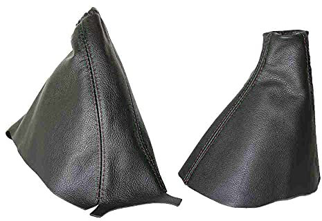 The Tuning-Shop Ltd Schaltsack Handbremsmanschette kompatibel mit Opel Corsa D Leder verschiedene Naht Farbe wählbar (schwarze Naht)