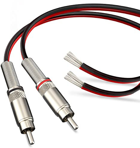 Pixelman (14 AWG, 1.5 m, rot/schwarz, RCA auf Lautsprecher-Kabel, Lautsprecherkabel auf Cinch-Stecker-Adapter, schwere 14 Gauge, Lautsprecherkabel-Anschluss für Verstärker, TV-Subwoofer