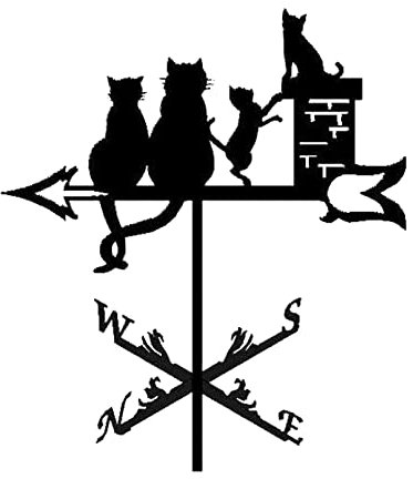 CYXZX Girouette en Forme De Chat Rétro Durable Indicateur De Direction du Vent De Girouette Animale Créative - Ornements Extérieurs Décor De Pelouse D'arrière-Cour