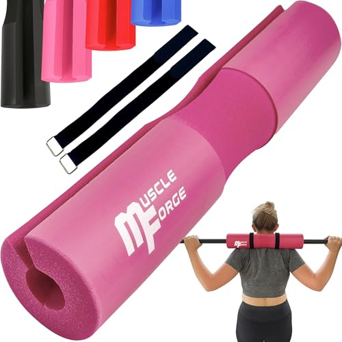 MuscleForge Langhantel Polster mit Nackenschutz - Hip Thrust & Squat Barbell Pad mit 2 Schlaufen - EVA Polster für Langhantel - Barbell Pad für Krafttraining, Fitness Männer & Frauen
