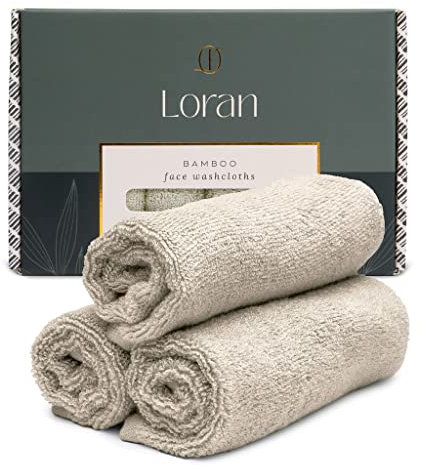 Vanilla Facial Washcloths Set of 6 Soft Cloths 10” x 10” 100% Viscose Derived from Bamboo Spa-Like Feel Silky Face Cloth for Skin Cleansing
