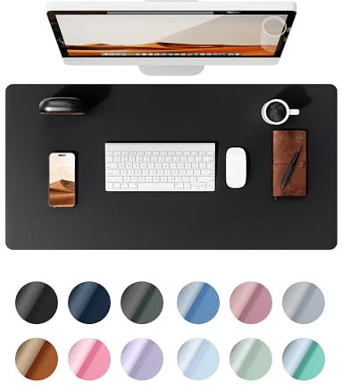YSAGi Schreibtischunterlage 80x40cm, Premium Leder Mauspad XXL, Rutschfeste Tischunterlage Schreibunterlage, Multifunktionales Office Mousepad Schreibtisch Zubehör für Büro & Homeoffice (Schwarz)