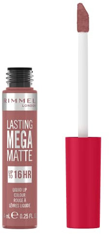 Rimmel London Rossetto Liquido Lasting Mega Matte, Rossetto Liquido a Lunga Durata per Labbra Morbide con Finish Mega Matte, Formula Vegana con Squalane e Olio di Cocco - 110 Blush, 7.4ml