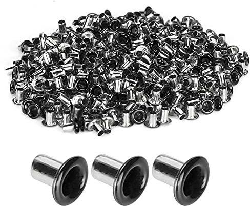 500 Uds. Remache hueco con ojales de doble cara de 4mm, ojales redondos de Metal para ropa DIY bolsa cortinas cinturón zapato(Negro)