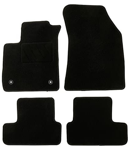 DBS – Tapis de Voiture - sur Mesure pour Renault Megane 4 dès 01/2016 – Antidérapants avec Clips de Fixation – 4 Tapis Auto Avant/arrière – Moquette Noire