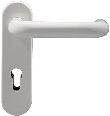 Buddy4Home house accessoires Wechselgarnitur Profilzylinder Kurzschild Türgarnitur Türbeschlag U-Form Kunststoff Weiß Türklinke Drückergarnitur Zimmer Türbeschläge Innentüren Set