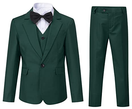 Sliktaa Traje de 3 piezas para niños con cuello de solapa con un botón, trajes para bodas, cumpleaños, fiestas, bailes de graduación, traje de rendimiento, chaleco, pantalones, multicolor
