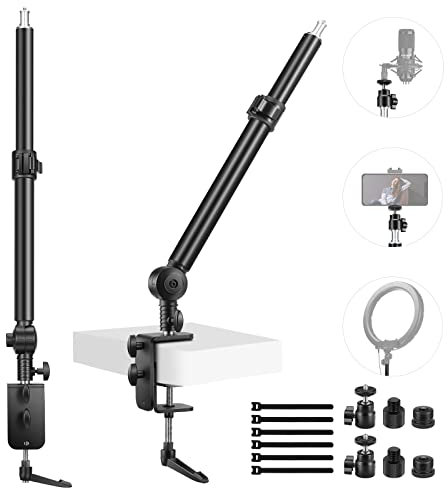 NEEWER Kamera Tischhalterung 225° neigbar& 360° schwenkbar 17,7-24,8 Stativ mit C Klemme 1/4 Kugelkopf 3/8 & 5/8 Schraube für Ringlicht DSLR Telefonhalterung Überkopfotografie 2er Pack ST-DR3560