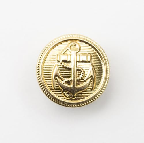 10Pcs Kleidung Knöpfe - Metall Boot Anchor Muster Nähen Knöpfe Retro Schaft Runde Geformte Taste (Gold, 25mm)