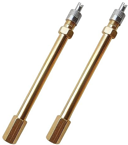 Divono 2 Stück ventilverlängerung autoventil, autoventil verlängerung 10 cm Rückschlagventil.Geeignetes Aufblasbares Reifenverlängerungsventil Für E-Scooter Auto,LKW Und Fahrrad(Gold)