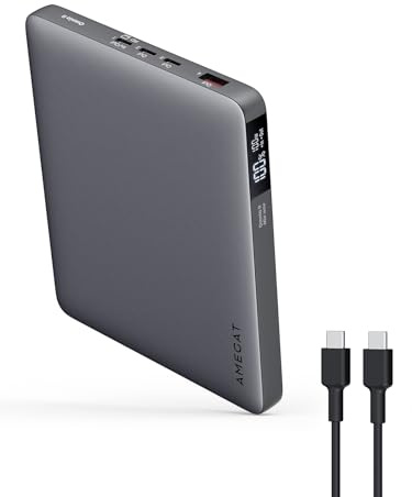 AMEGAT Powerbank 100W, 20000mAh Laptop Power Bank USB C Input&Output externer Akku 3 Ports, Digitales Display, 65W Fast Recharge, für Laptops, Tablets, Smartphones, Ohrhörer und mehr