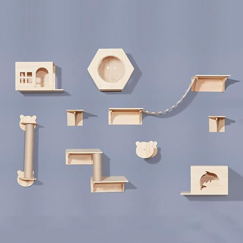 Kletterwand Katzen Ecke, Katzen Wand Klettern, Inklusive Katzenhaus, Katzenwandstufen, Katzenleiter, Katzenkratzbaum, Sprungplattform (Size : Package 4)