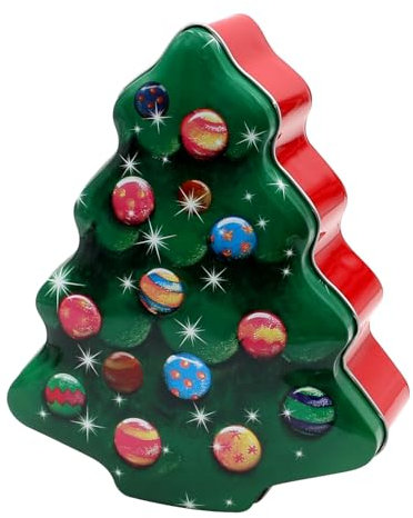 Dekohelden24 Boîte à biscuits en métal en forme d'arbre de Noël - Dimensions (L x l x H) : env. 18 x 15 x 6 cm
