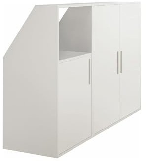 Vente-unique - Schrank unter DachschrÃ Â ÂÂ Ã Â ¤ge mit 3 TÃ Â ÂÂ Ã Â ¼Ren & 1 Ablage - WeiÃ Â ÂÂ Ã Â ÂÂ - ADEZIO