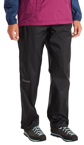 MARMOT Women's Precip Eco Waterproof Rain Full Zip Pants - Long, Black, Large