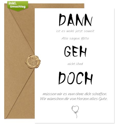 Werfunee - Abschiedskarte Kollegen A6 (mit Umschlag) - Lustige Abschied Kollege - Abschiedsgeschenk Kollegen Jobwechsel - Karte Abschied Kollegin - Ruhestand Karte