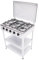 Cocina de gas independiente de 5 fuegos, con soporte de almacenamiento, estufa de gas natural con tapa (blanco)